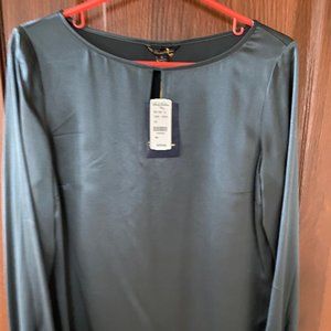NEW Brooks Brothers silk top blouse forest green Size 8